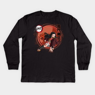 Demon Slayer Kamado Nezuko Action Kids Long Sleeve T-Shirt